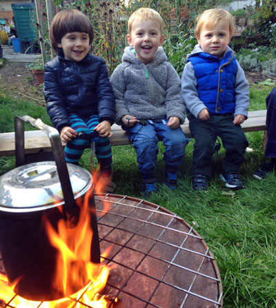 children at fireside